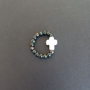 White Howlite Cross Ring